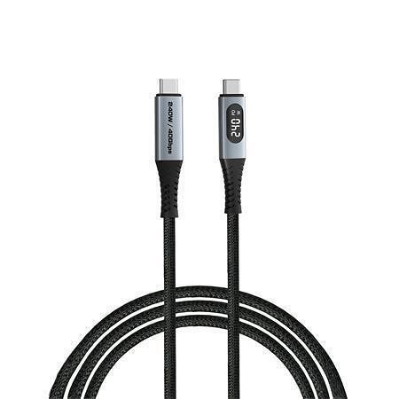 USB kabel, černá, USB-C / USB-C, 1,2 m, 240W, s displejem napájení, VERBATIM 31849