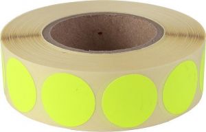 Etikety, žlutá, kruhové, průměr 20 mm, 1000 etiket/ role