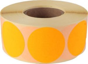 Etikety, oranžová, kruhové, průměr 38 mm, 1000 etiket/ role