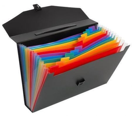 Aktovka s přihrádkami "Rainbow Class", černá, 12 částí, PP, VIQUEL