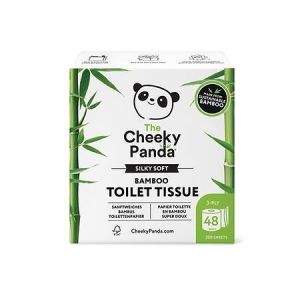 Toaletní papír, bílá, bambusový, 3-vrstvý, malé role, 48 rolí, CHEEKY PANDA PFTOILT48