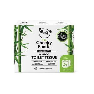 Toaletní papír, bílá, bambusový, 3-vrstvý, malé role, 24 rolí, CHEEKY PANDA PFTOILT24