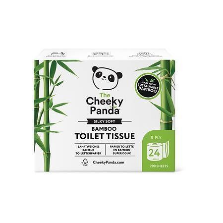 Toaletní papír, bílá, bambusový, 3-vrstvý, malé role, 24 rolí, CHEEKY PANDA PFTOILT24