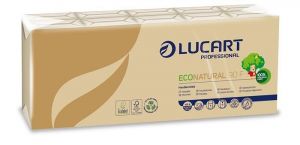 Papírové kapesníky "EcoNatural", přírodní hnědá, 4-vrstvé, 10x9 ks, LUCART
