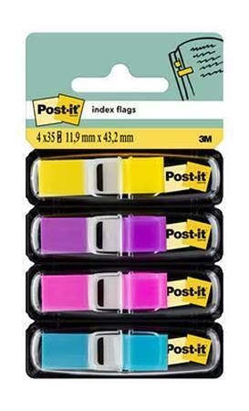 Záložky se zásobníkem, mix pestrých barev, 12x43 mm, 4x35 listů, 3M POSTIT