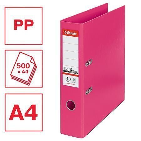 Pákový pořadač "Standard", ochranné spodní kování, fuchsia, 75 mm, A4, PP, ESSELTE