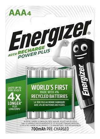 Nabíjecí baterie, AAA, 4x700 mAh, ENERGIZER "Power Plus"