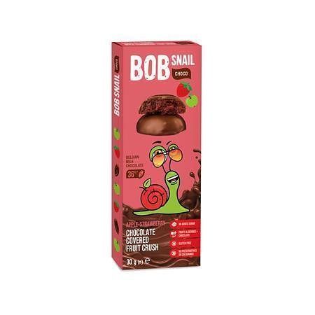 Ovocná pochoutka, jablko-jahoda v mléčné čokoládě, 30 g, BOB SNAIL BS-4132