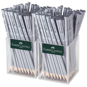 Grafitová tužka "Grip 2001", displej/144 ks, stříbrná, HB, trojhranná, FABER-CASTELL 11702