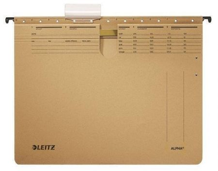 Závěsné desky "ALPHA®" s rychlovazačem, přírodní hnědá, A4, karton, LEITZ