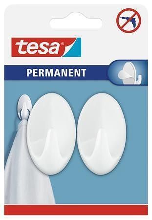 Háčky "66603", bílá, samolepicí, velikost L, ovál, TESA