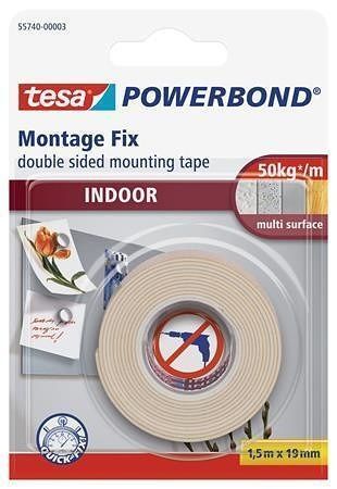 Lepicí páska "Powerbond 55740", oboustranná, pro interiér, 19 mm x 1,5m, TESA