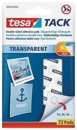 Samolepicí polštářky "Track 59408", průhledné, 72 ks, oboustranné, TESA