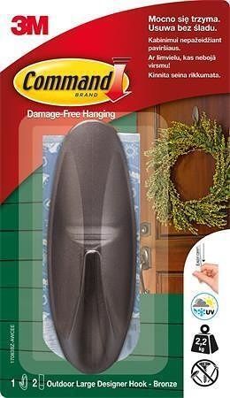 Samolepicí plastový háček “Command”, bronzová, oválný, velikost L, 1 ks, 3M SCOTCH 7100094
