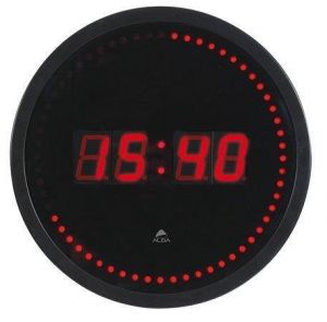 Nástěnné hodiny, LCD displej, černá, 30cm, ALBA "Horled"