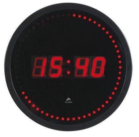 Nástěnné hodiny, LCD displej, černá, 30cm, ALBA "Horled"