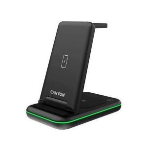 Nabíjecí stanice "WS-304", černá, 3v1, nabíjení Apple+Qi, CANYON CNS-WCS304B