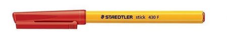 Kuličkové pero "Stick 430 F", červená, 0,3 mm, s uzávěrem, STAEDTLER
