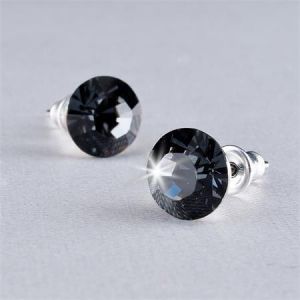Náušnice,"MADE WITH SWAROVSKI ELEMENTS" černé diamanty, 8mm