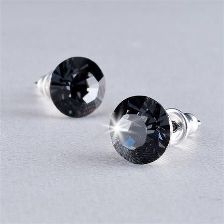 Náušnice,"MADE WITH SWAROVSKI ELEMENTS" černé diamanty, 8mm