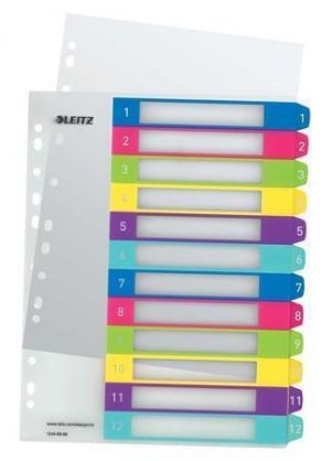 Celoplastové rejstříky "Wow", A4 Maxi, 1-12, LEITZ