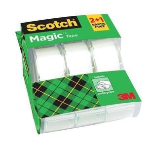 Lepicí páska "Magic Tape", 2+1, s odvíječem, 19 mm x 7,5 mm, 3M SCOTCH