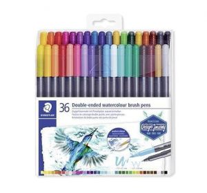 Štětcové fixy "Marsgraphic Duo", sada, 36 barev, 0,5-0,8/1,0-6,0 mm, oboustranné STAEDTLER
