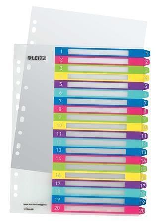 Celoplastové rejstříky "Wow", A4 Maxi, 1-20, LEITZ