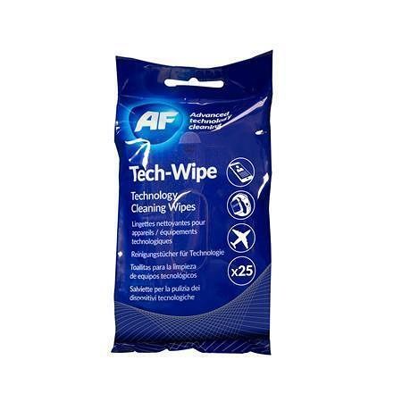 Čistící ubrousky "Tech-wipe", na dotykové obrazovky, bez alkoholu, vlhčené, 25 ks, AF