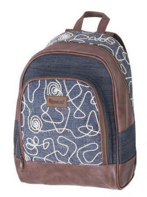 Batoh "Jeans Glossy", modrá-hnědá, PULSE