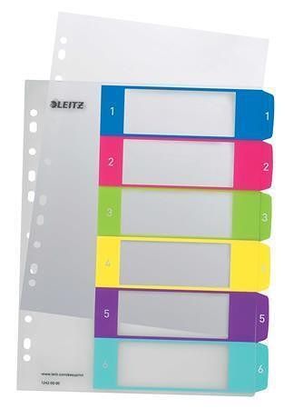 Celoplastové rejstříky "Wow", A4 Maxi, 1-6, LEITZ