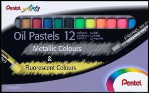 Voskovky "Arts", 12 neonových a metalických barev, PENTEL PHN-MF12