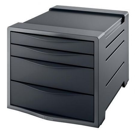 Zásuvkový box "Europost", 4 zásuvky, Vivida černá, plast, ESSELTE