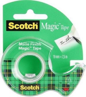 Lepicí páska, s odvíječem, 19mm x 7,5m, 3M/SCOTCH "Magic Tape"