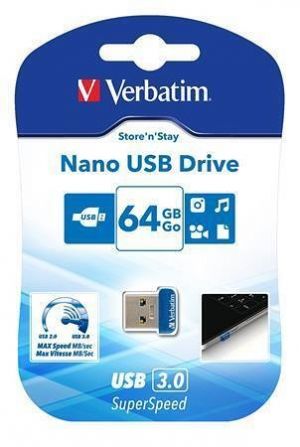 64GB USB Flash 3.0, 80/25 MB/sec, VERBATIM "NANO STORE ‚N‚ STAY"