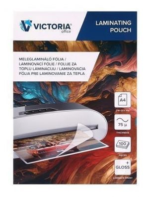 Laminovací fólie, lesklá, A4, 75 micron, VICTORIA