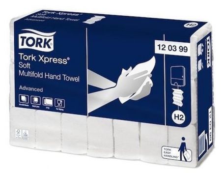 Papírové ručníky "Xpress Soft Multifold", bílá, skládané, 2vrstvé, H2 systém, 136 listů, T