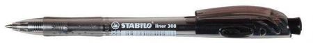Kuličkové pero "Liner 308", černá, 0,3mm, stiskací mechanismus, STABILO