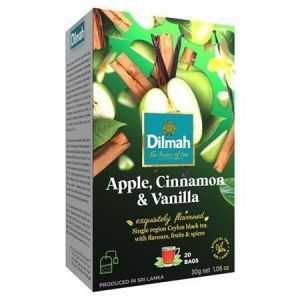 Černý čaj, 20x1,5g, DILMAH, jablko, skořice a vanilka