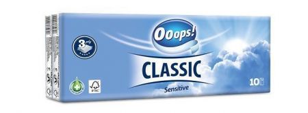 Kapesníky, 3-vrstvé, 10x10ks, "Ooops! Classic", sensitive