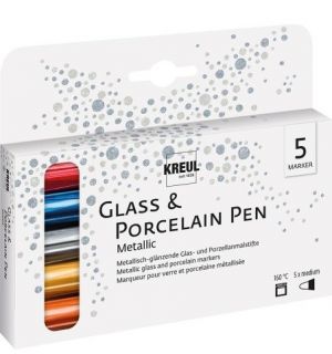 Sada fixů na porcelán "METALLIC" 5 barev, Hobby Line, KREUL