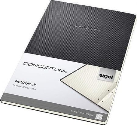 Záznamní kniha "Conceptum", černá, A4, linkovaný, 60 listů, SIGEL