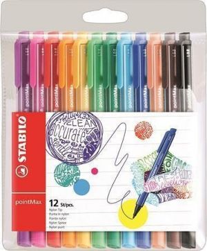 Fixy "Point Max", sada, 12 barev, 0,8 mm, STABILO