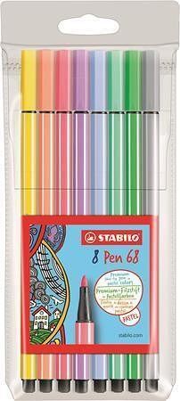 Fixy "Pen 68", sada, 1 mm, 8 pastelových barev, STABILO