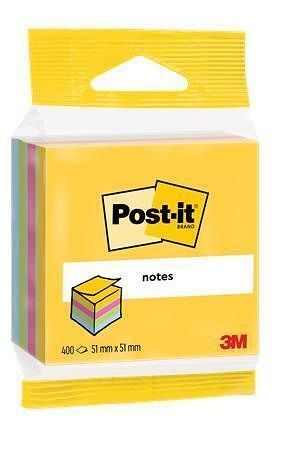 Samolepicí bloček, 51x51 mm, 400 lístků, blister, 3M POSTIT