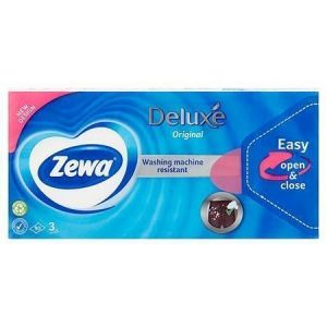 Kapesníky, papírové, 3vrstvé, 90 ks, ZEWA "Deluxe", bez vůně
