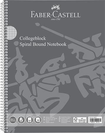 Spirálový sešit, A4, čtverečkovaný, 80 listů, perforovaný, děrovaný, FABER-CASTELL 70-010-