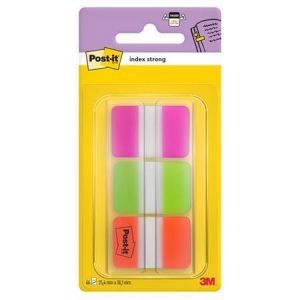 Samolepicí záložky, neonové barvy, extra silné, 25 x 38 mm, 3x 22 listů, 3M POSTIT 7000042