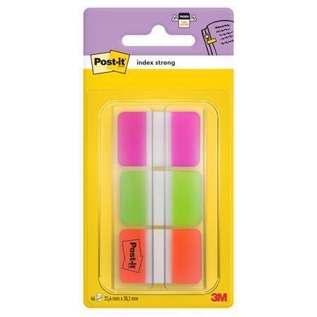 Samolepicí záložky, neonové barvy, extra silné, 25 x 38 mm, 3x 22 listů, 3M POSTIT 7000042