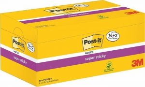 Samolepicí bloček "Super Sticky", různé barvy, 76x76 mm, 24x90 listů, 3M POSTIT